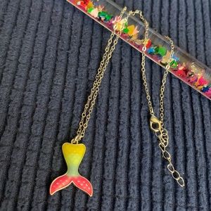 Silver Plated Rainbow Mermaid Tail Necklace